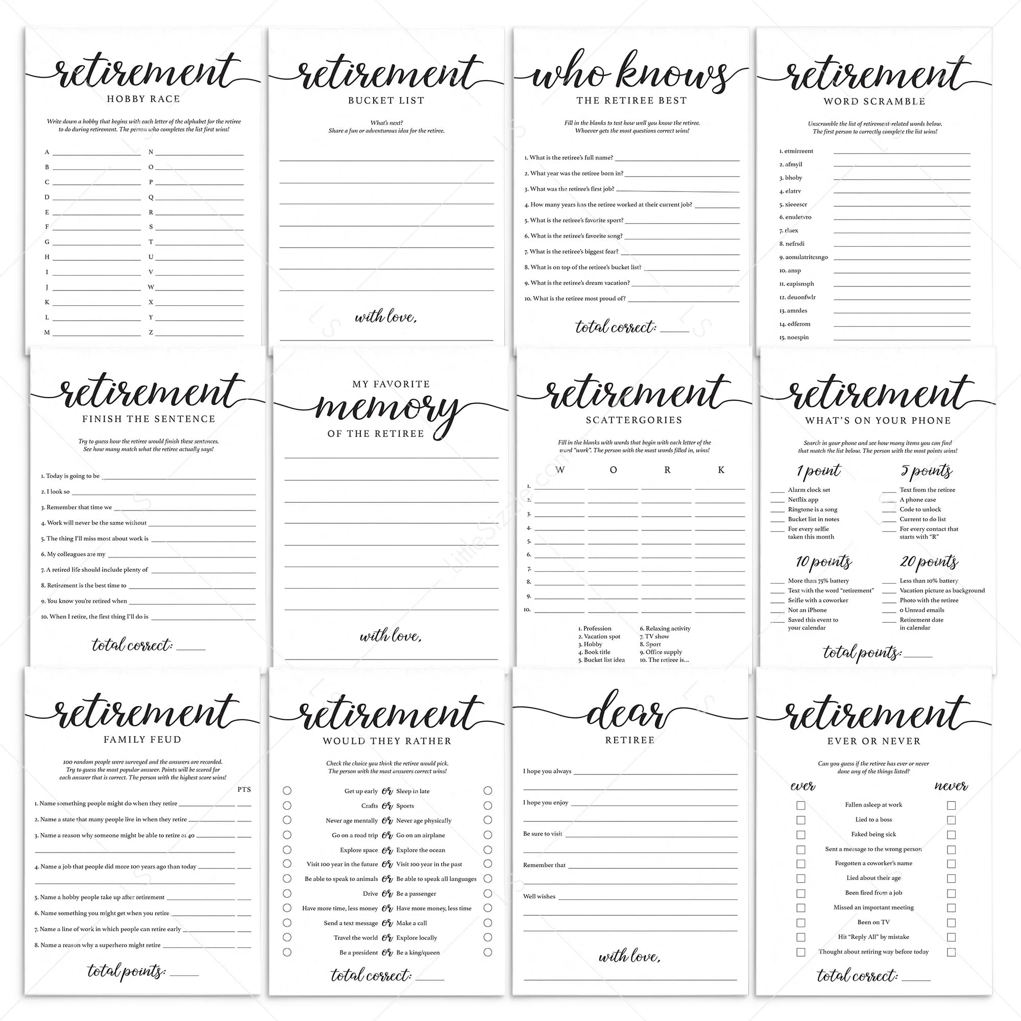 12 Retirement Games To Print At Home 12 Retirement Games To Print At Home