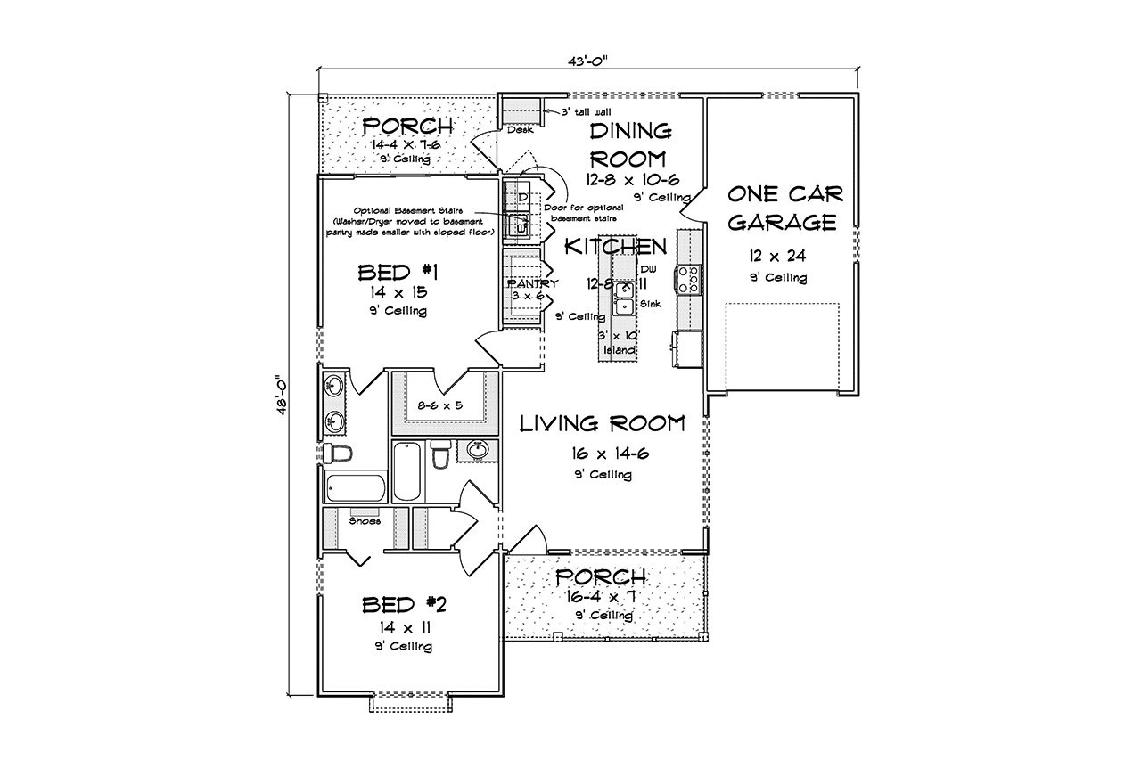 1210 Square Feet 2 Bedroom 2 Bath 1 Car Garage Cottage 59374