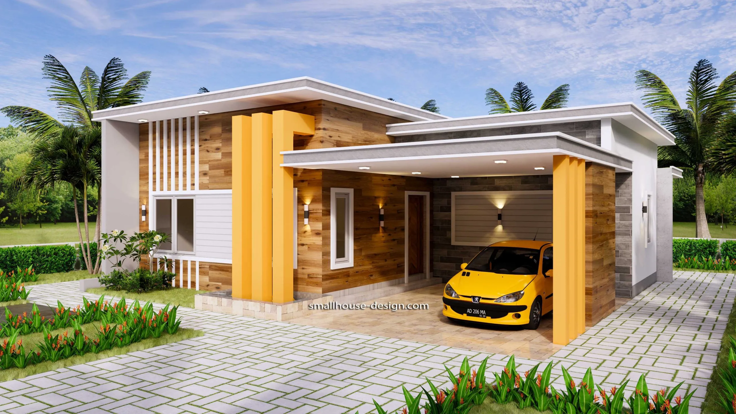 12x11 Small House Plan 3 Bedrooms 40x36 Feet Flat Roof
