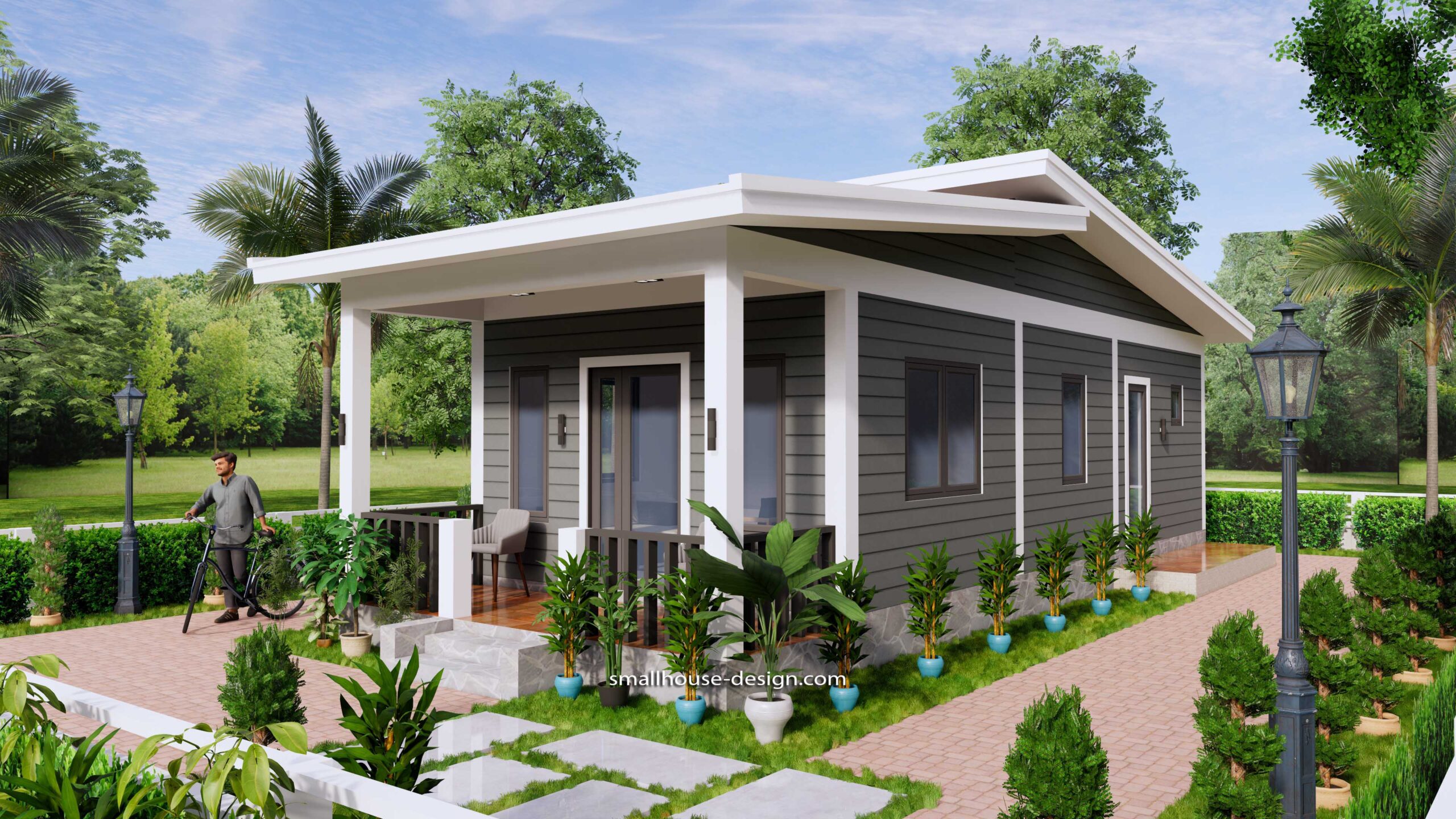 15x40 Small House Design 2 Bedrooms Shed Roof
