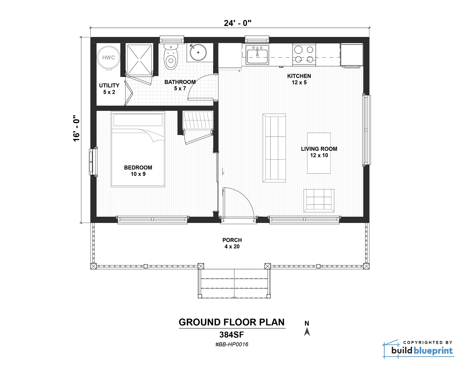 16 X 24 Aspen Cabin Architectural Plans