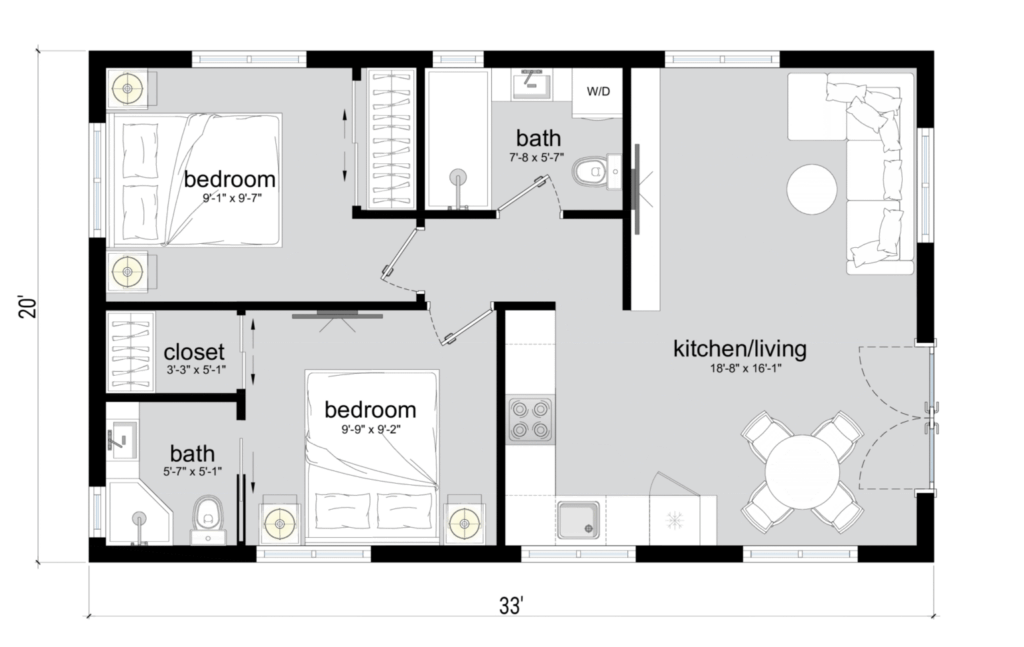 2 Bedroom Adu Floor Plans