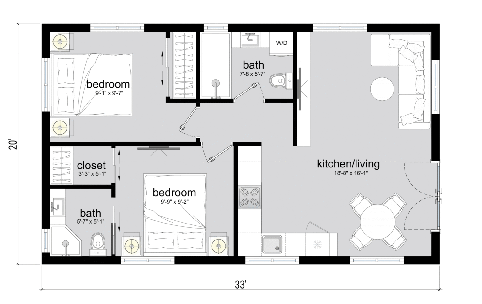 2 Bedroom Adu Floor Plans
