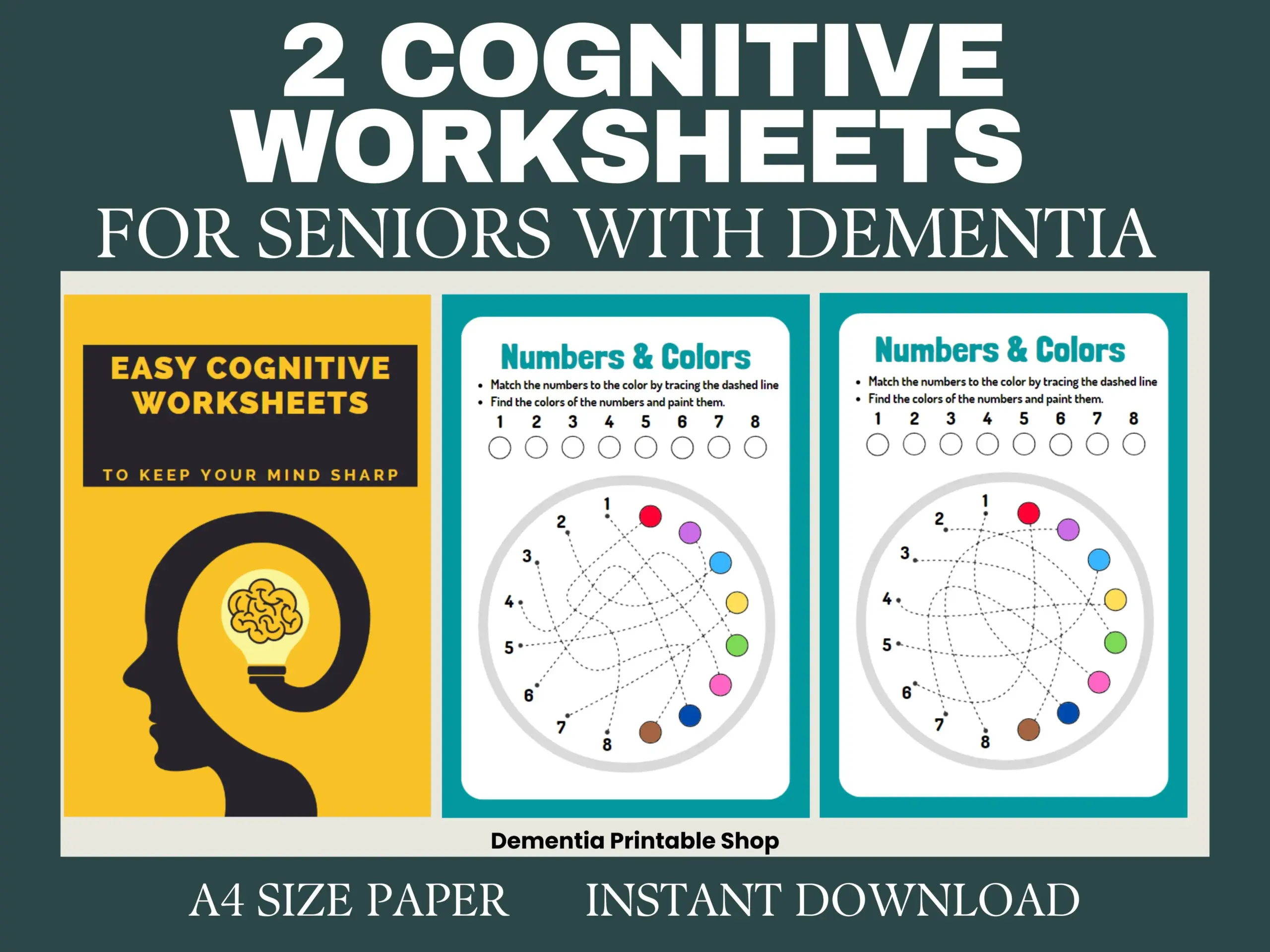 2 Cognitive Worksheets Activity For Seniors Easy Worksheet For Elderly With Alzheimer S Dementia Brain Exercise Memory Loss Parkinson