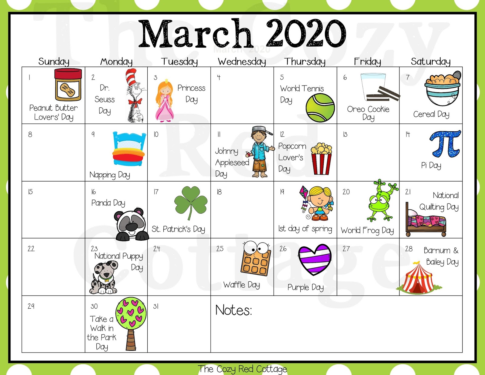 20 Fun March Holidays Free Printable