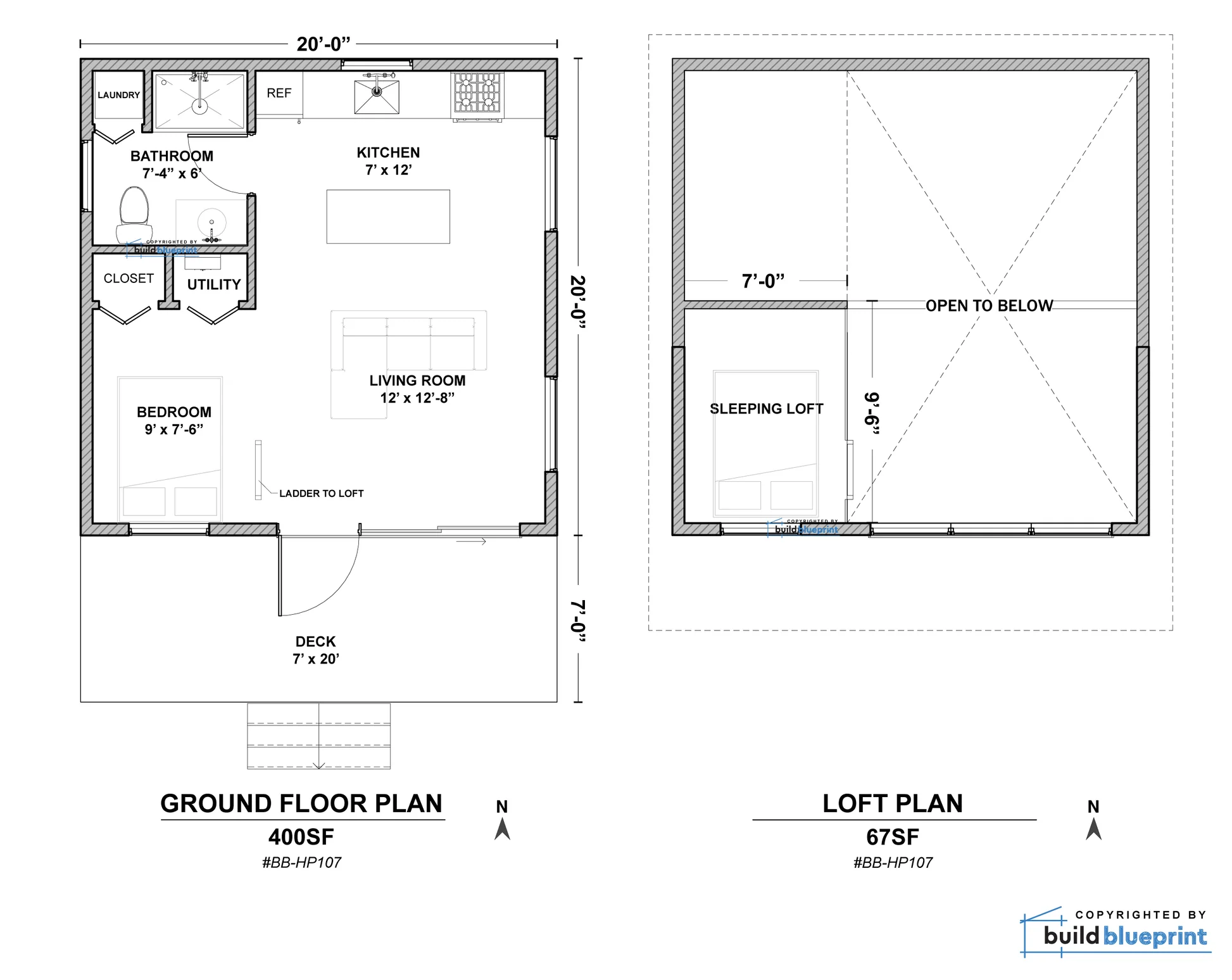 20 X 20 Lean Cottage Architectural Plans