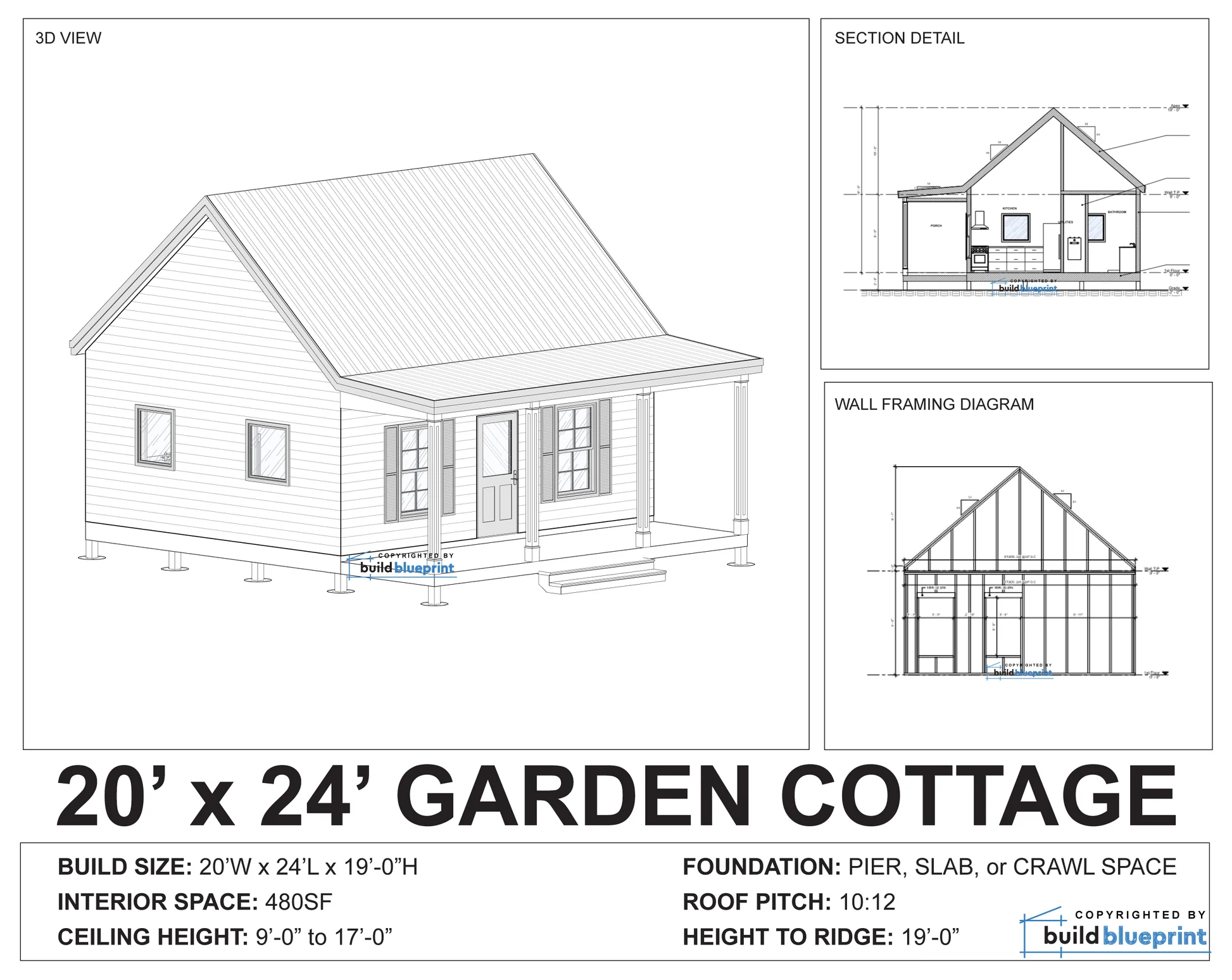 20 X 24 Budget Cabin Architectural Plans