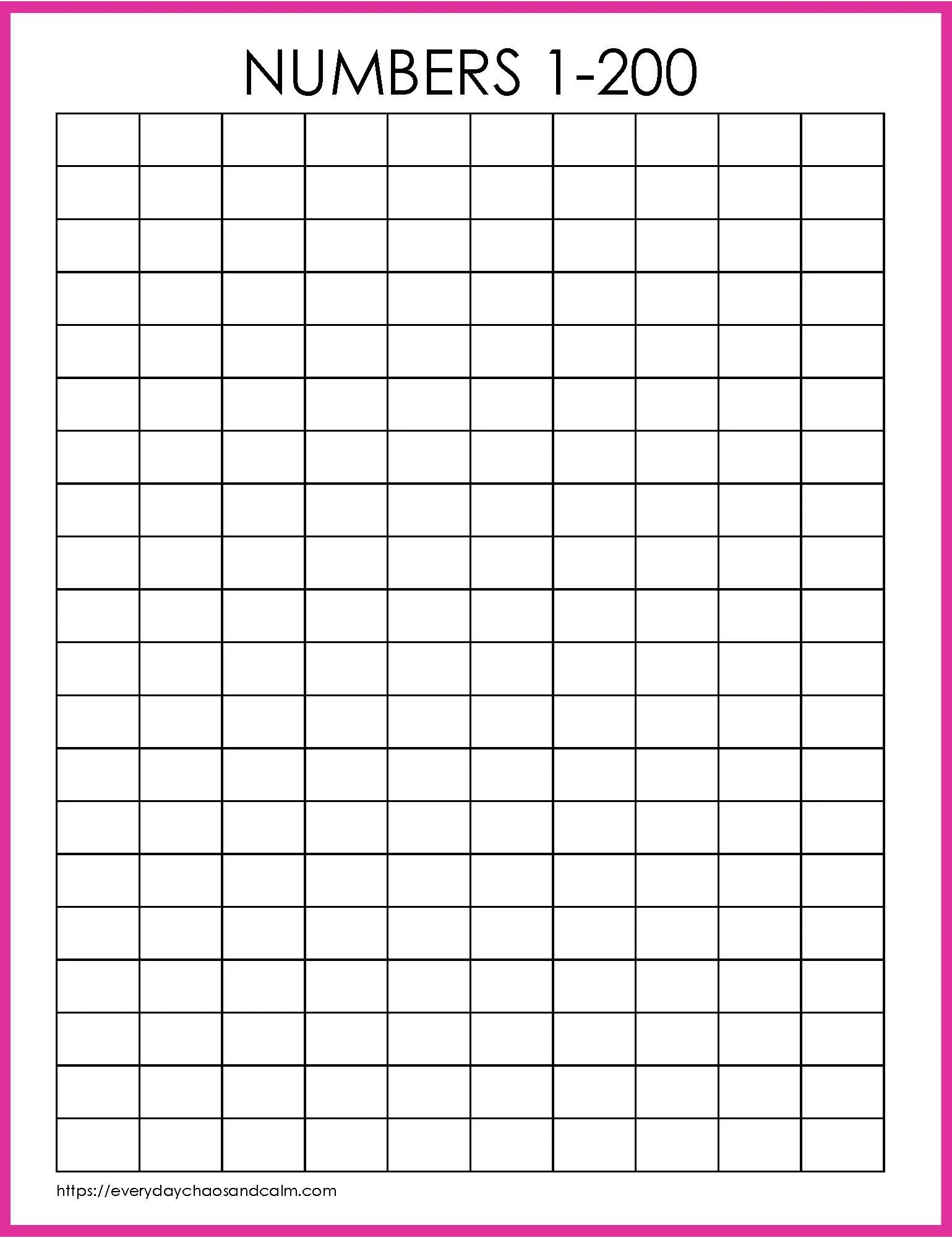 200 Number Chart