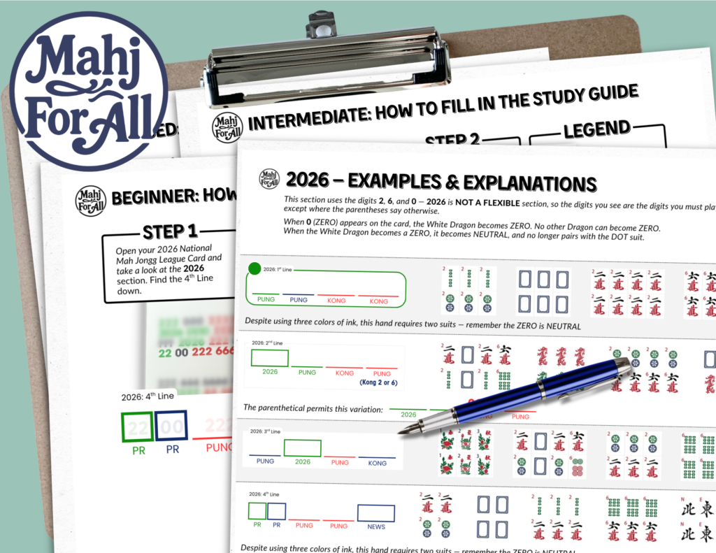 2026 Mah Jongg Study Guide Cheat Sheets For American Mahjong Card