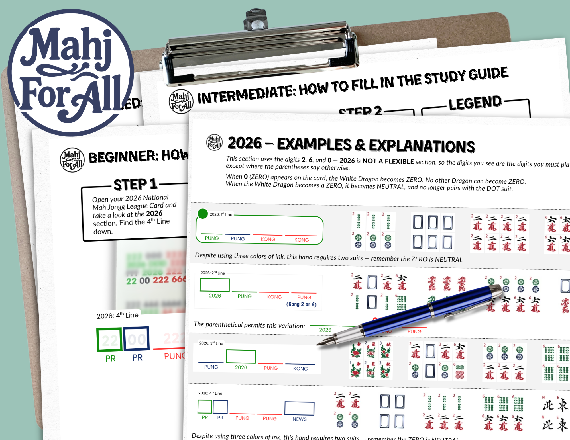 2026 Mah Jongg Study Guide Cheat Sheets For American Mahjong Card