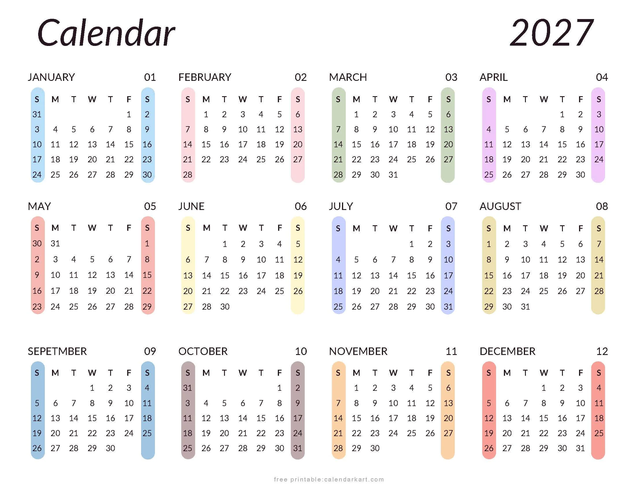 2027 Calendar