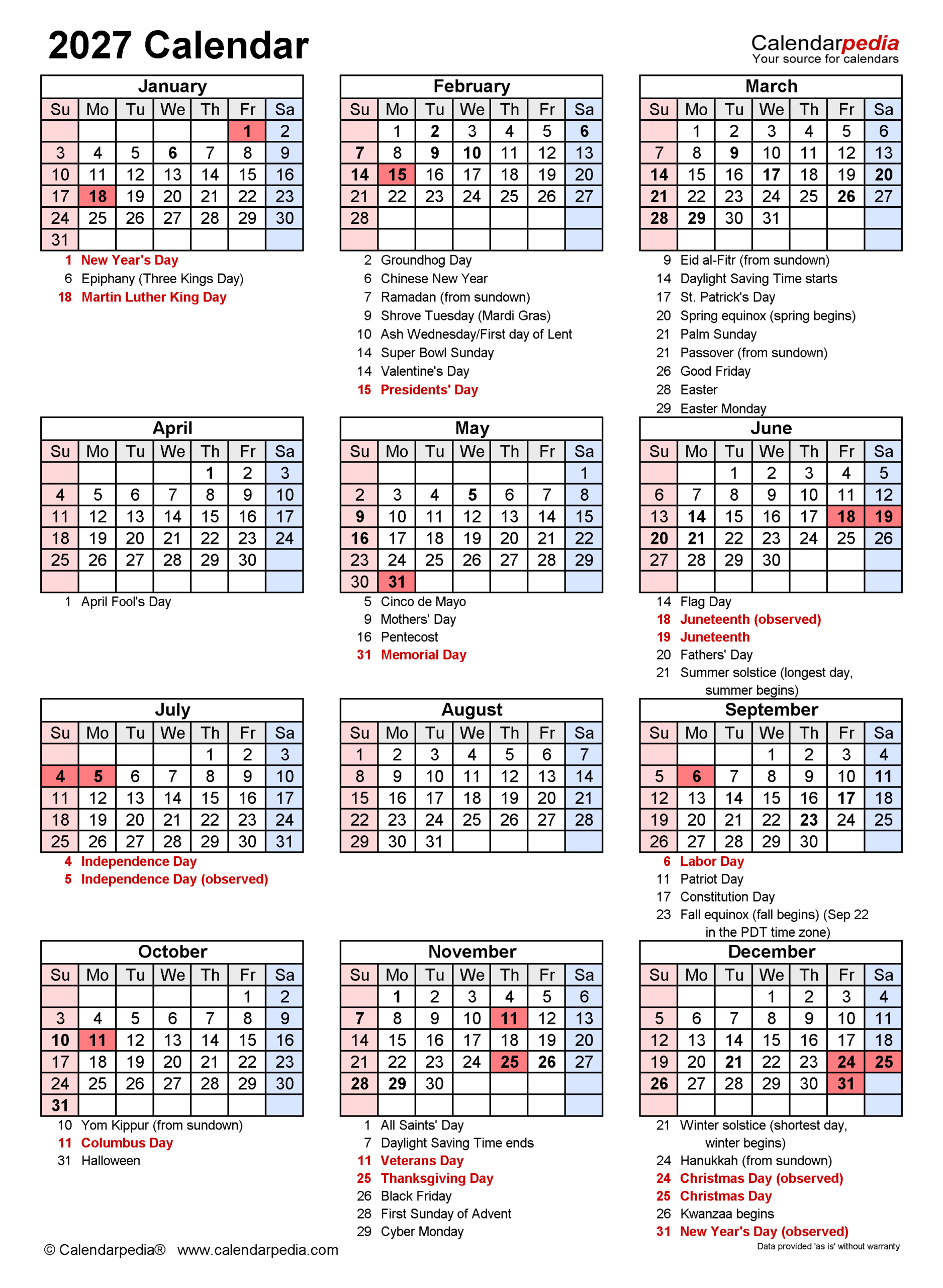 2027 Calendar Pdf Templates 2027 Calendar Pdf Templates