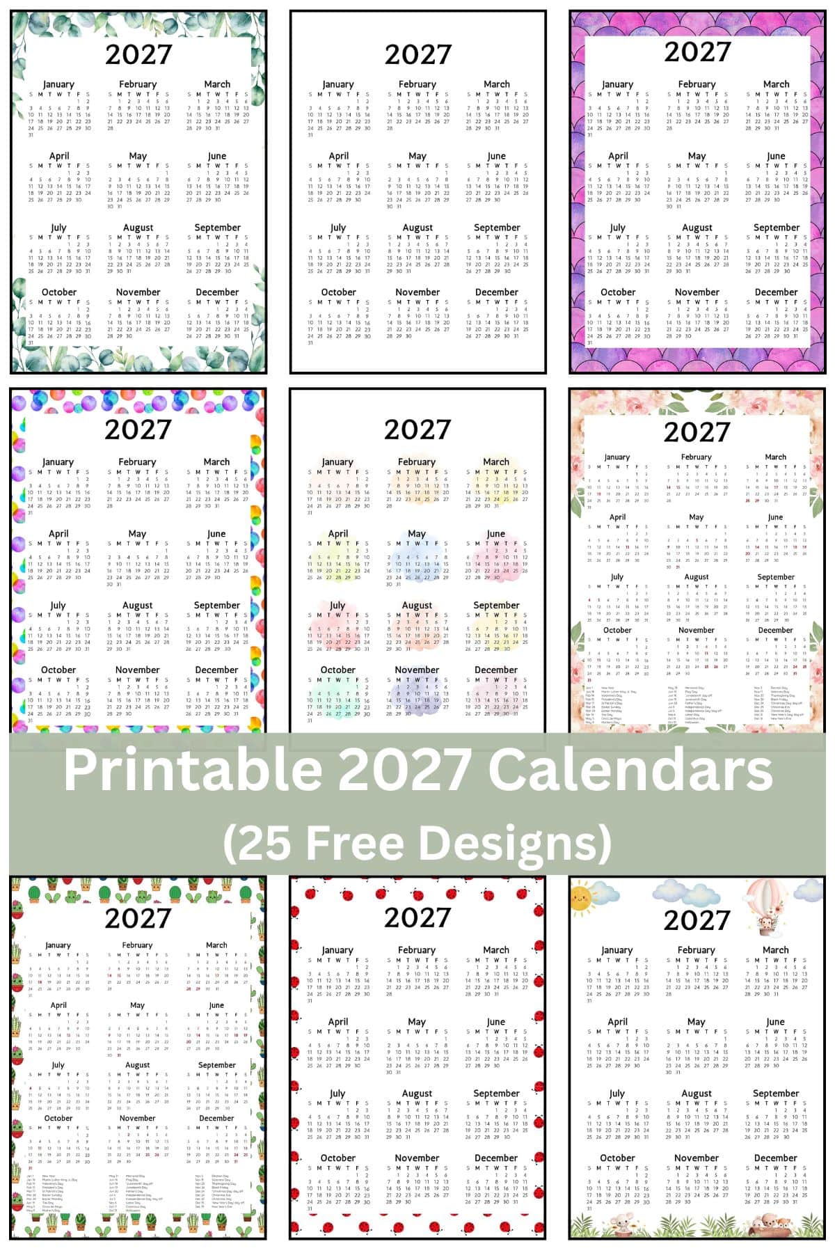 2027 Calendar Printable 2027 Calendar Printable