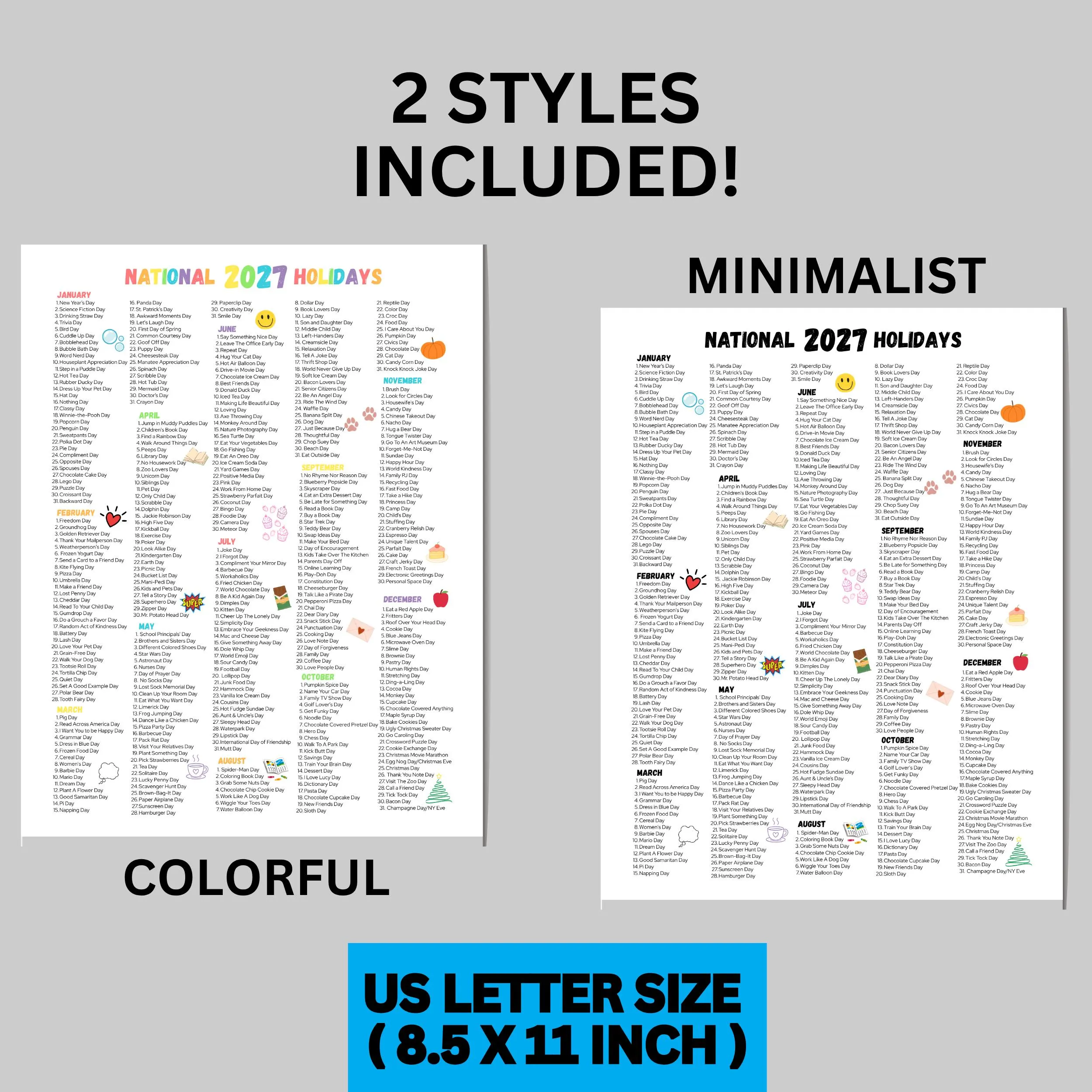 2027 National Days Calendar Printable