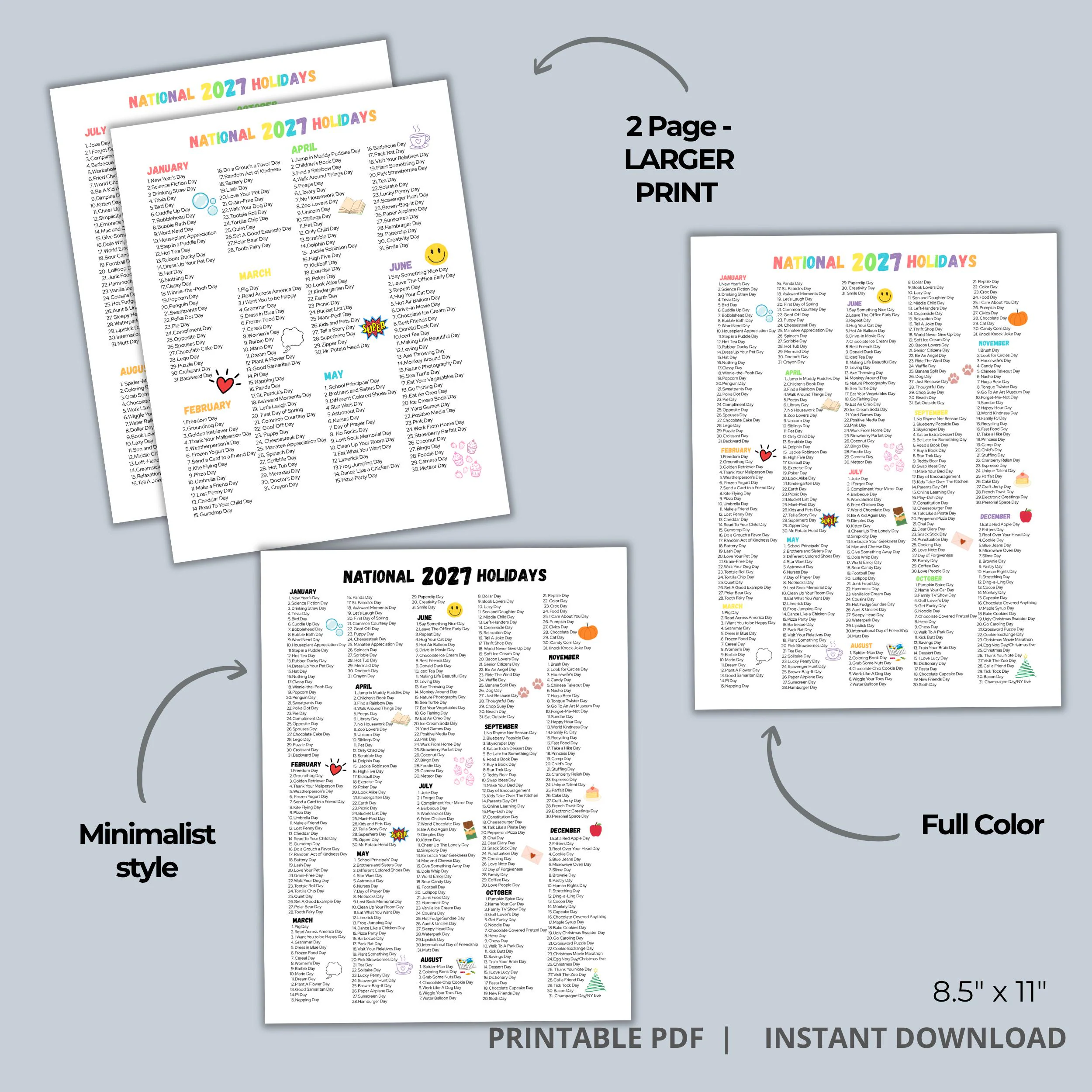2027 National Days Calendar Printable