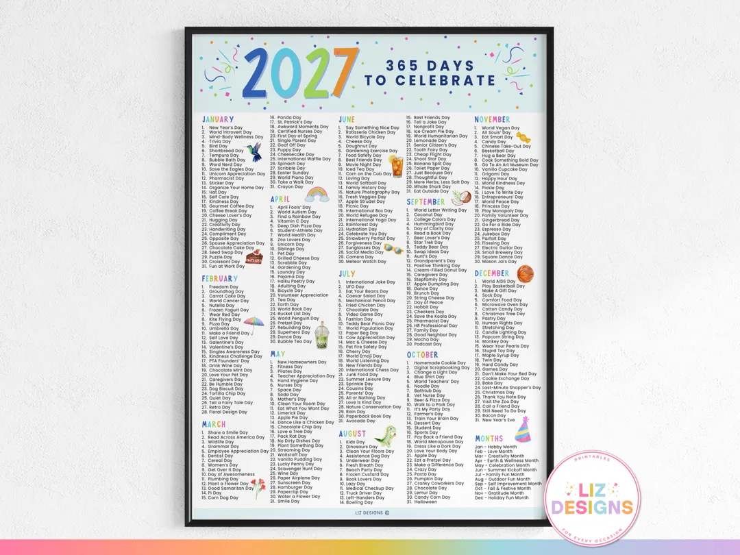 2027 National Days Calendar Printable