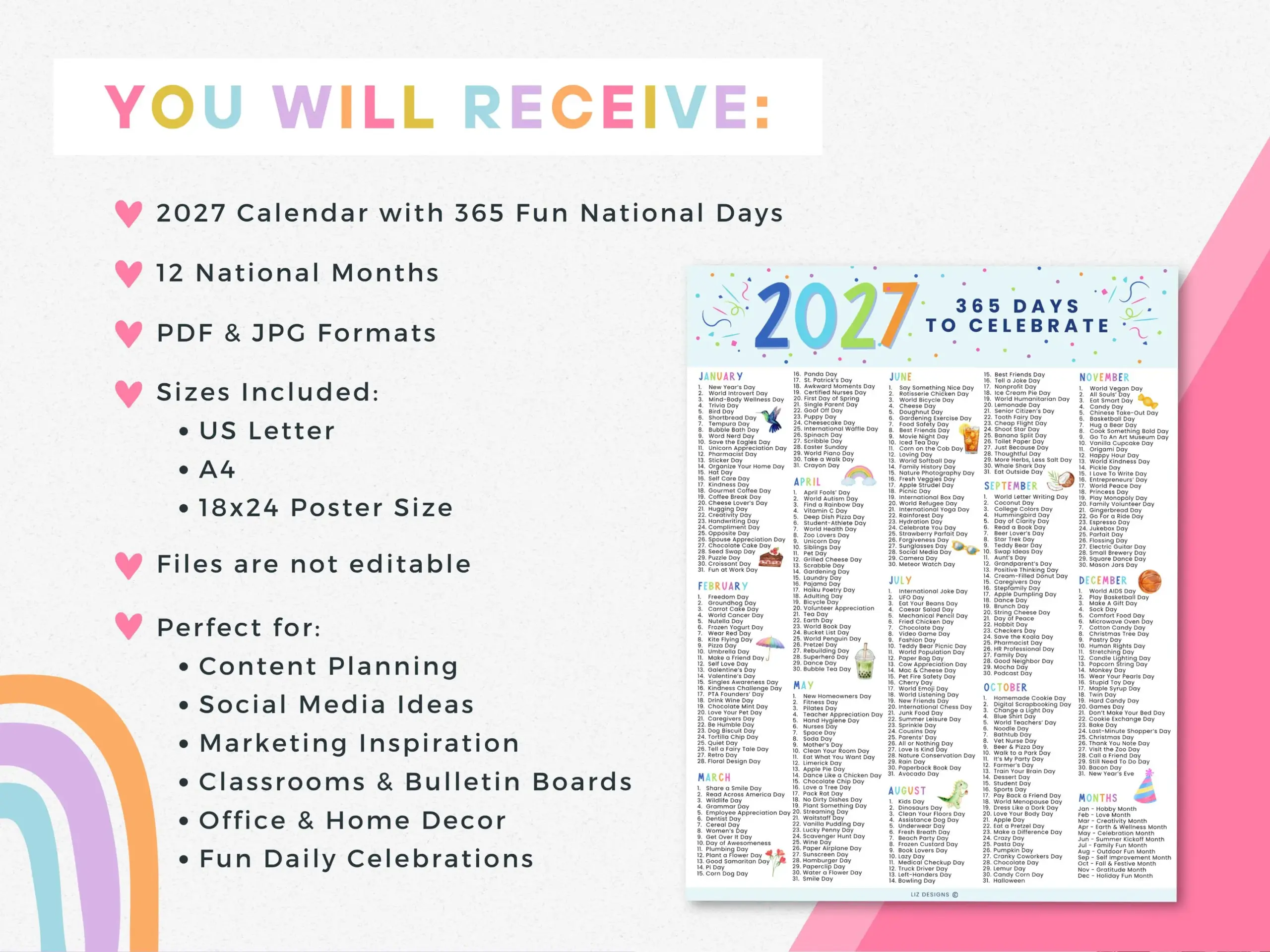 2027 National Days Calendar Printable