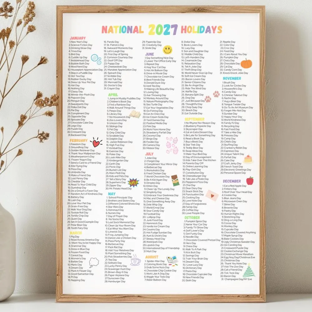 2027 National Days Calendar Printable