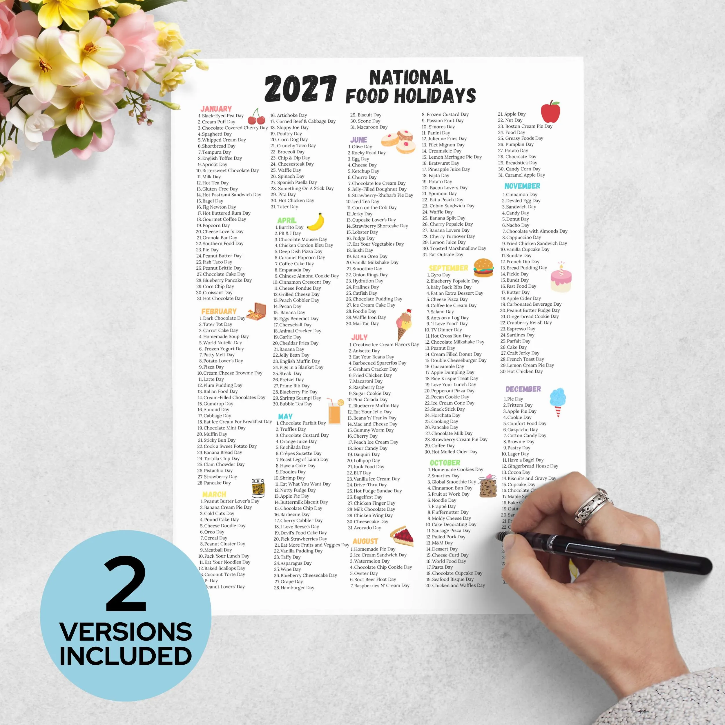 2027 National Food Holidays Calendar 2027 National Food Holidays Calendar