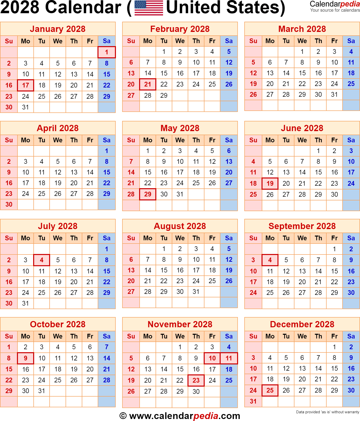 2028 Calendar