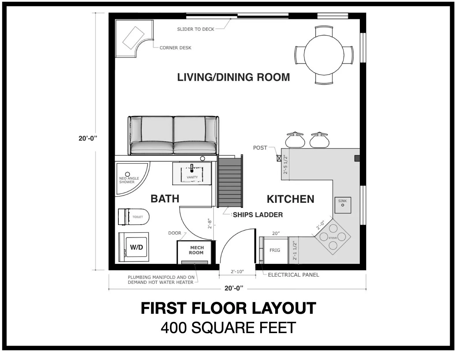 20x20 Tiny House Architectural Plans