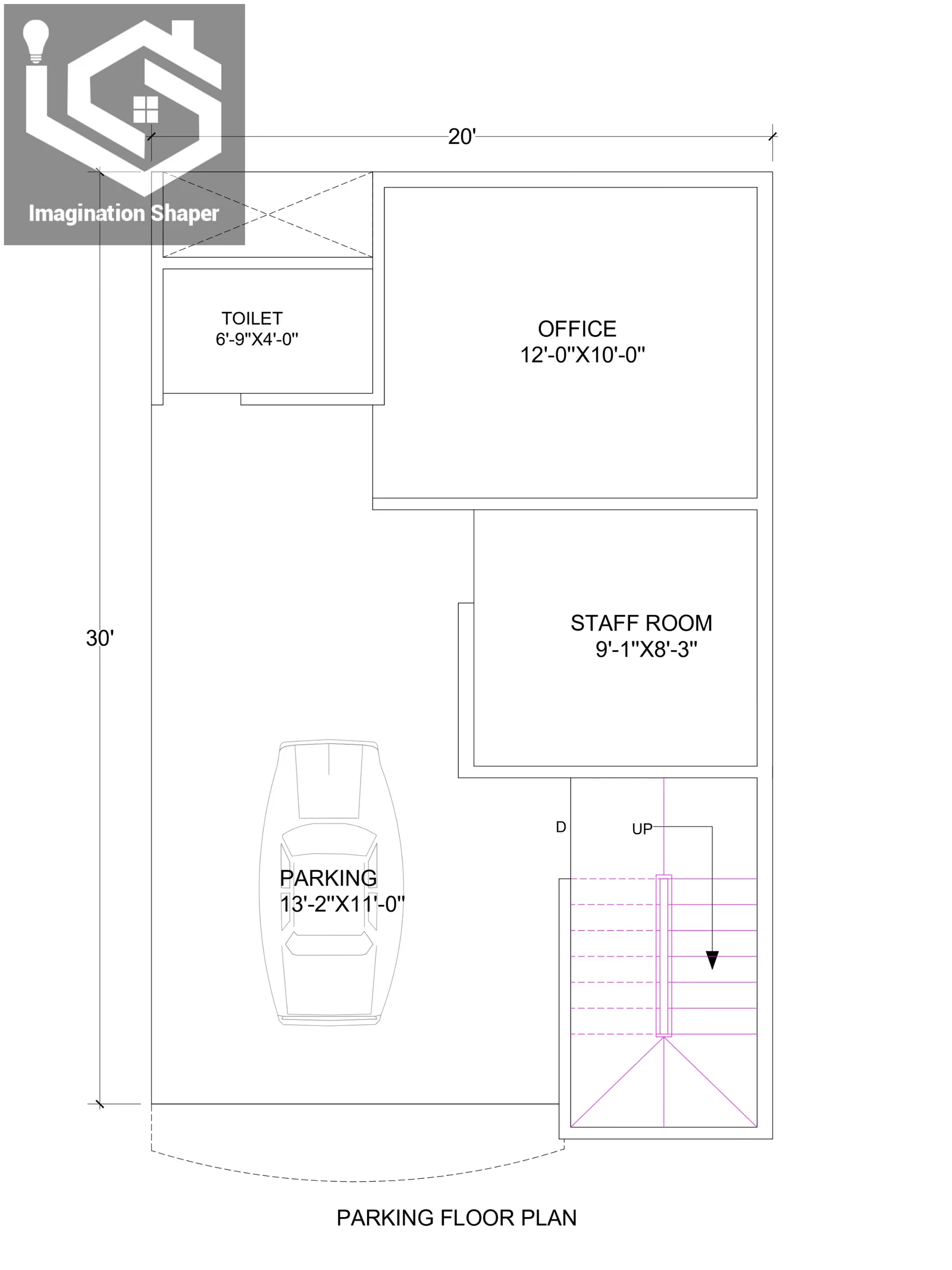 20x30 600 Square Feet House Plan 2047