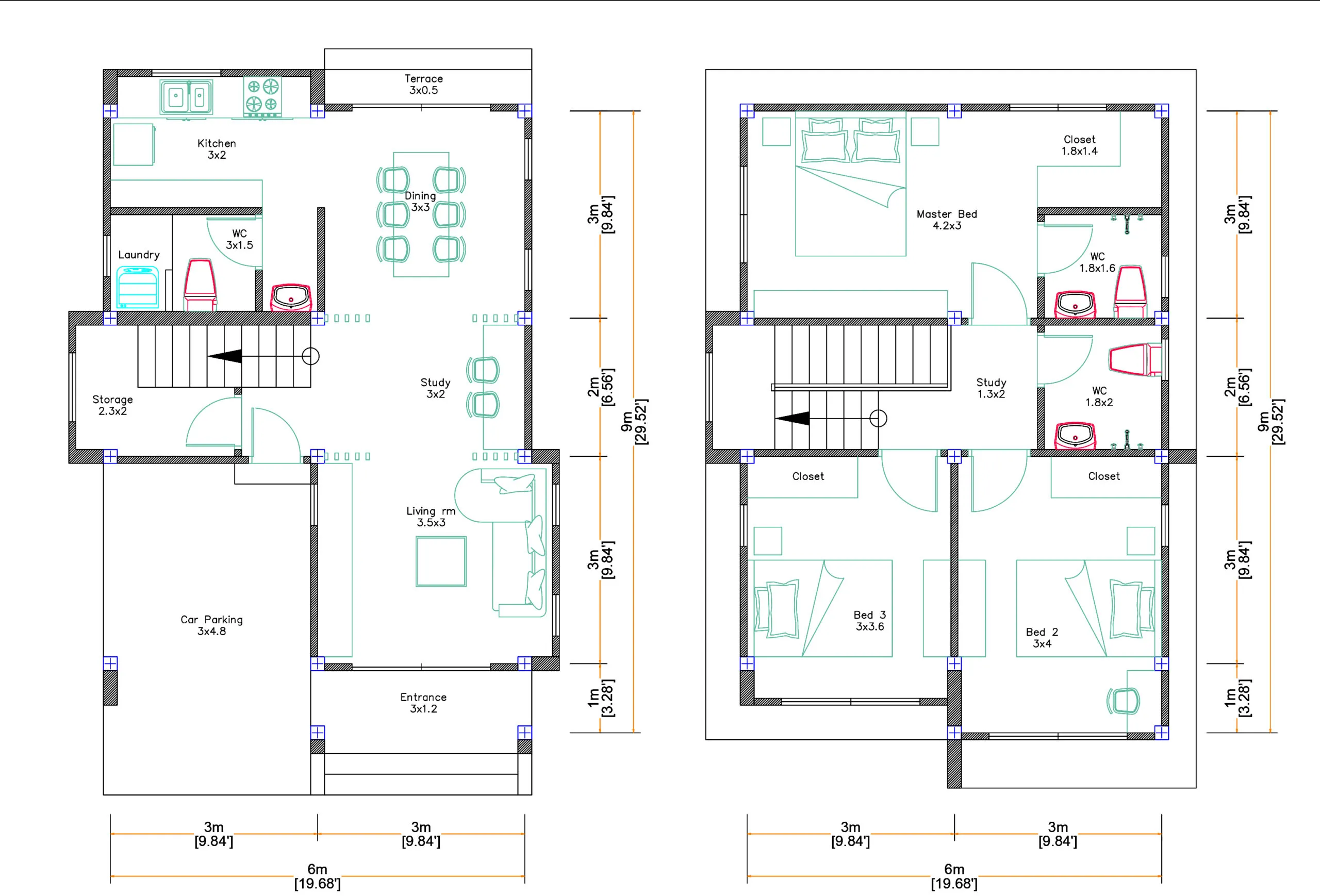 20x30 Small House Design 6x9 Meter 3 Beds Pdf Plans