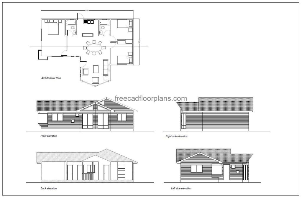 20x40 Cabin With 3 Bedrooms 2 Pdf Drawing