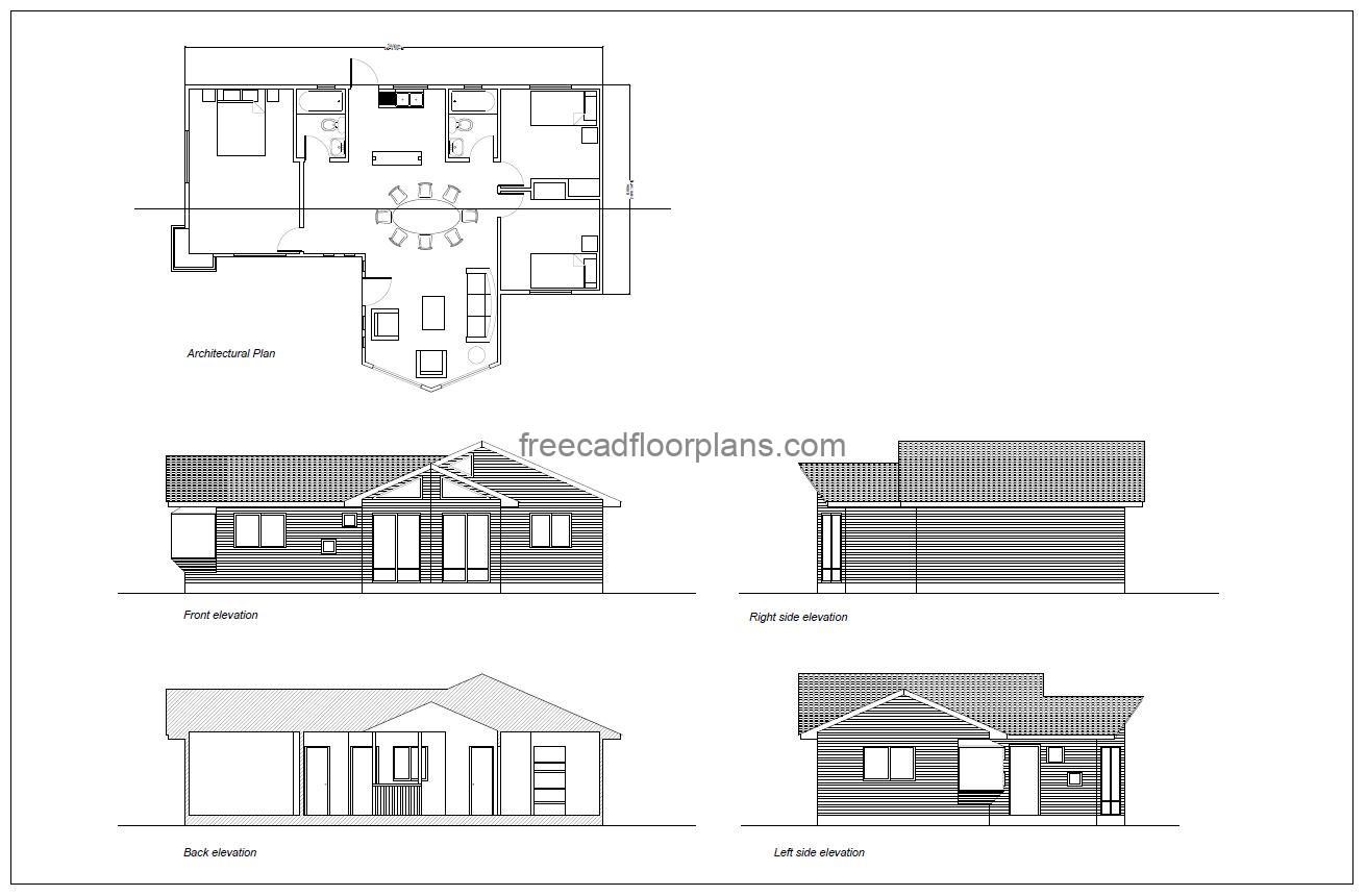 20x40 Cabin With 3 Bedrooms 2 Pdf Drawing 20x40 Cabin With 3 Bedrooms 2 Pdf Drawing
