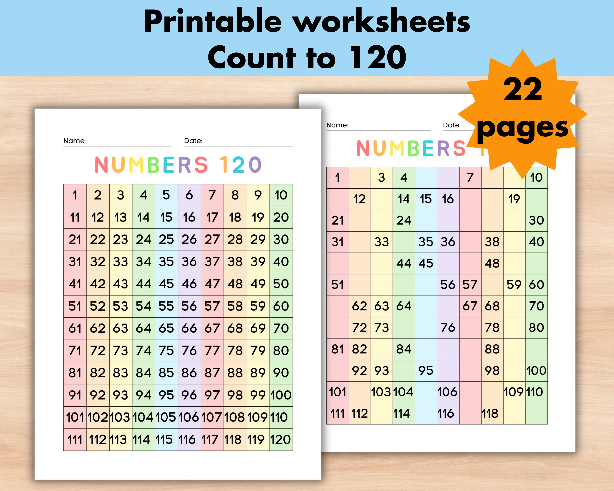 22 Printable Number Chart Count To 120