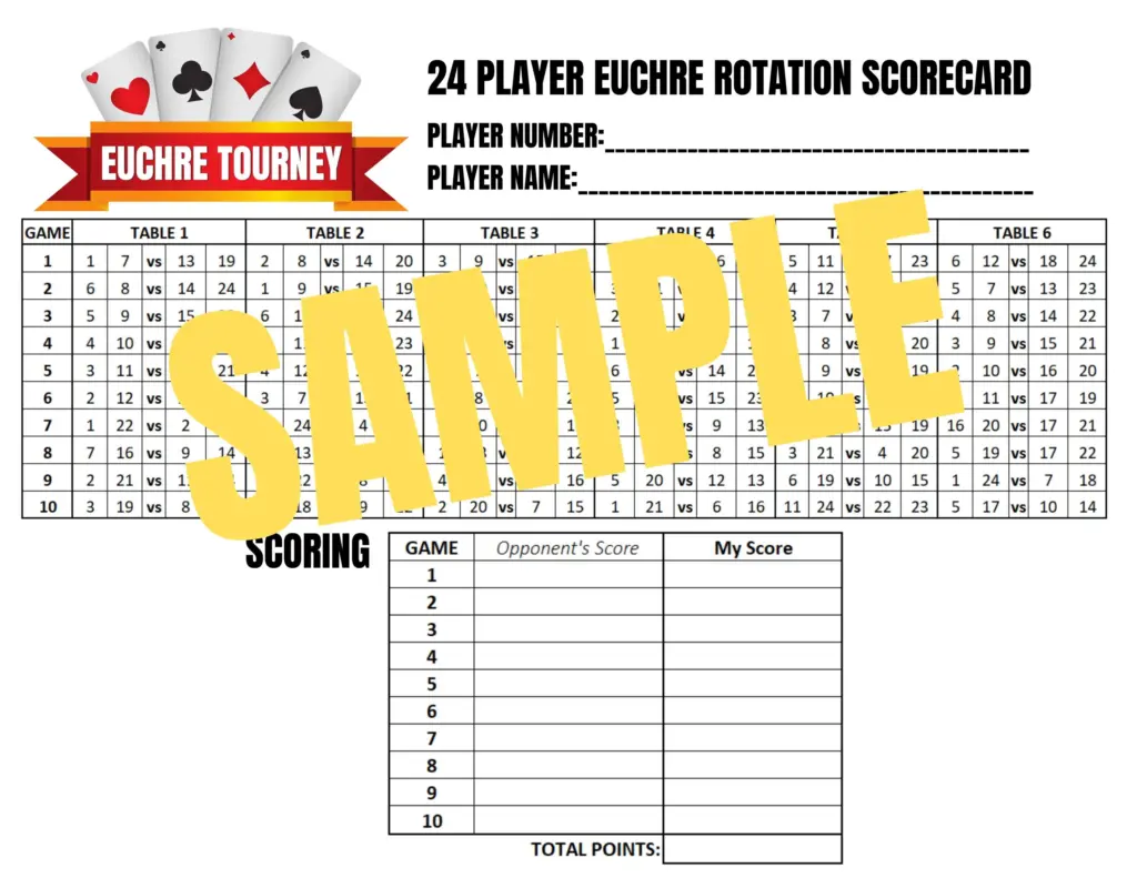 24 Player 10 Round Euchre Tournament