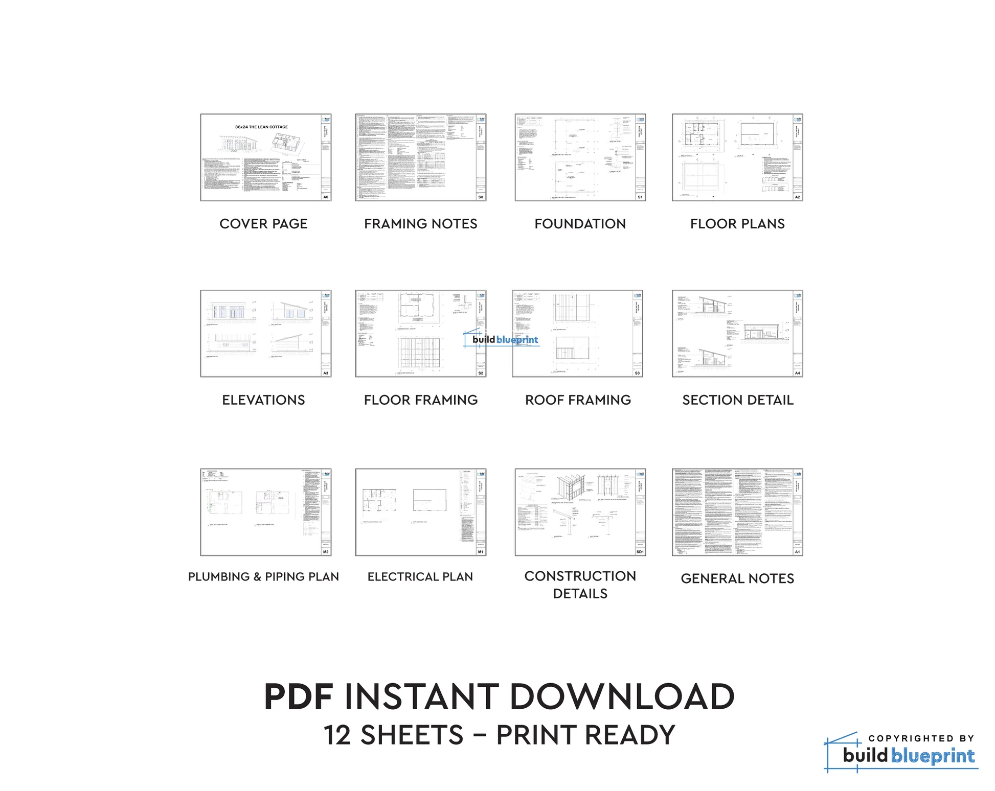 24 X 36 Lean Cottage Architectural Plans