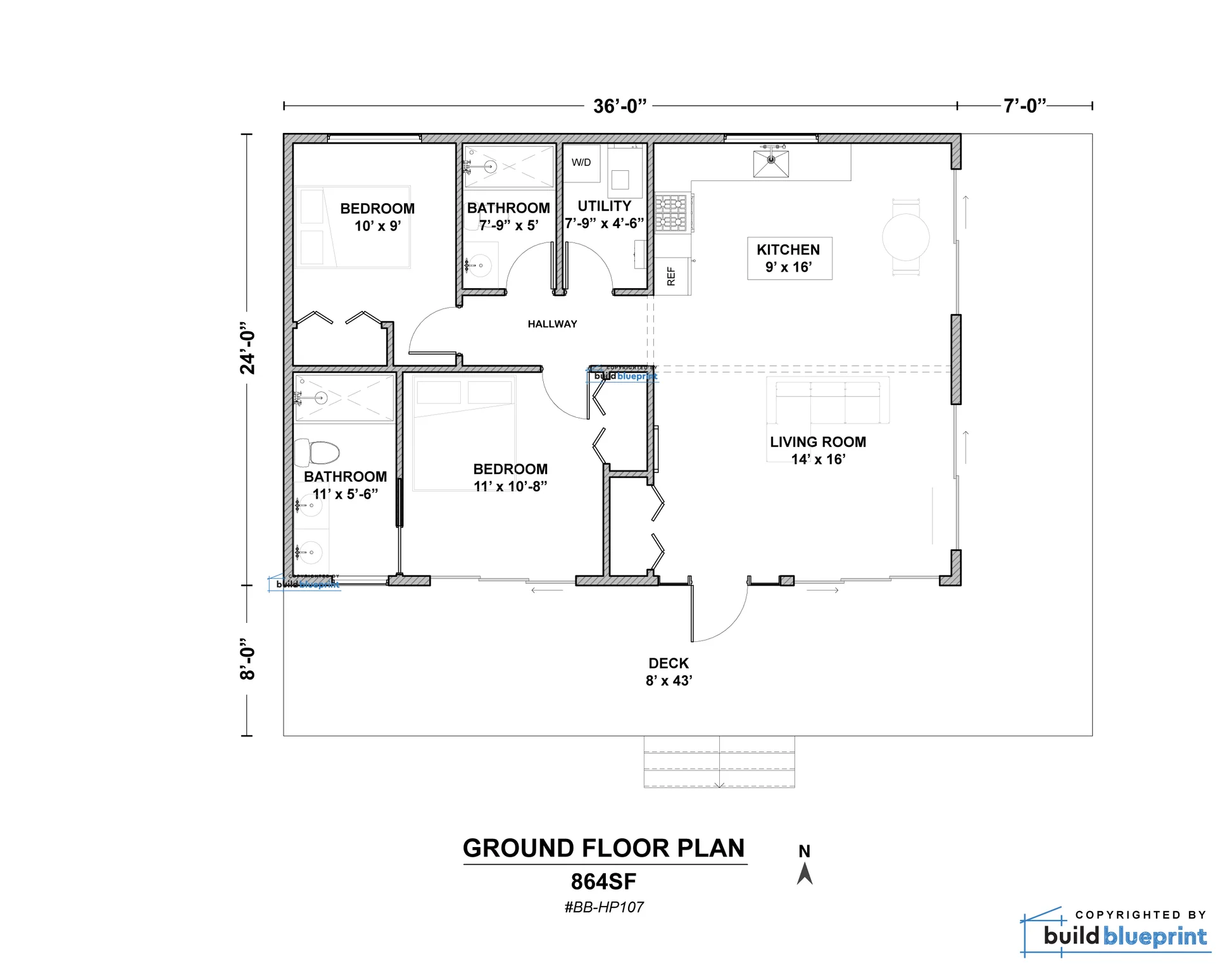 24 X 36 Lean Cottage Architectural Plans