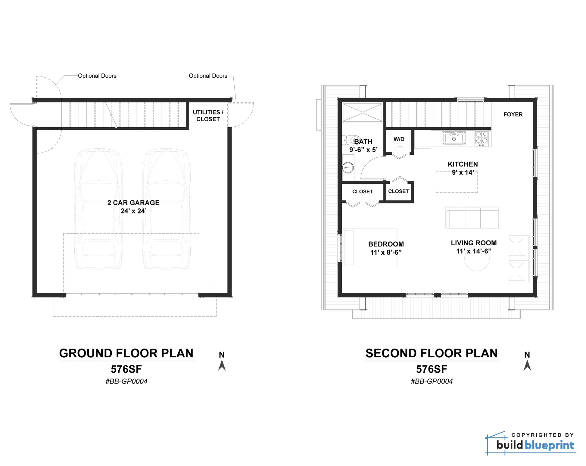 24x24 Two Car Adu Garage Loft Architectural Plans