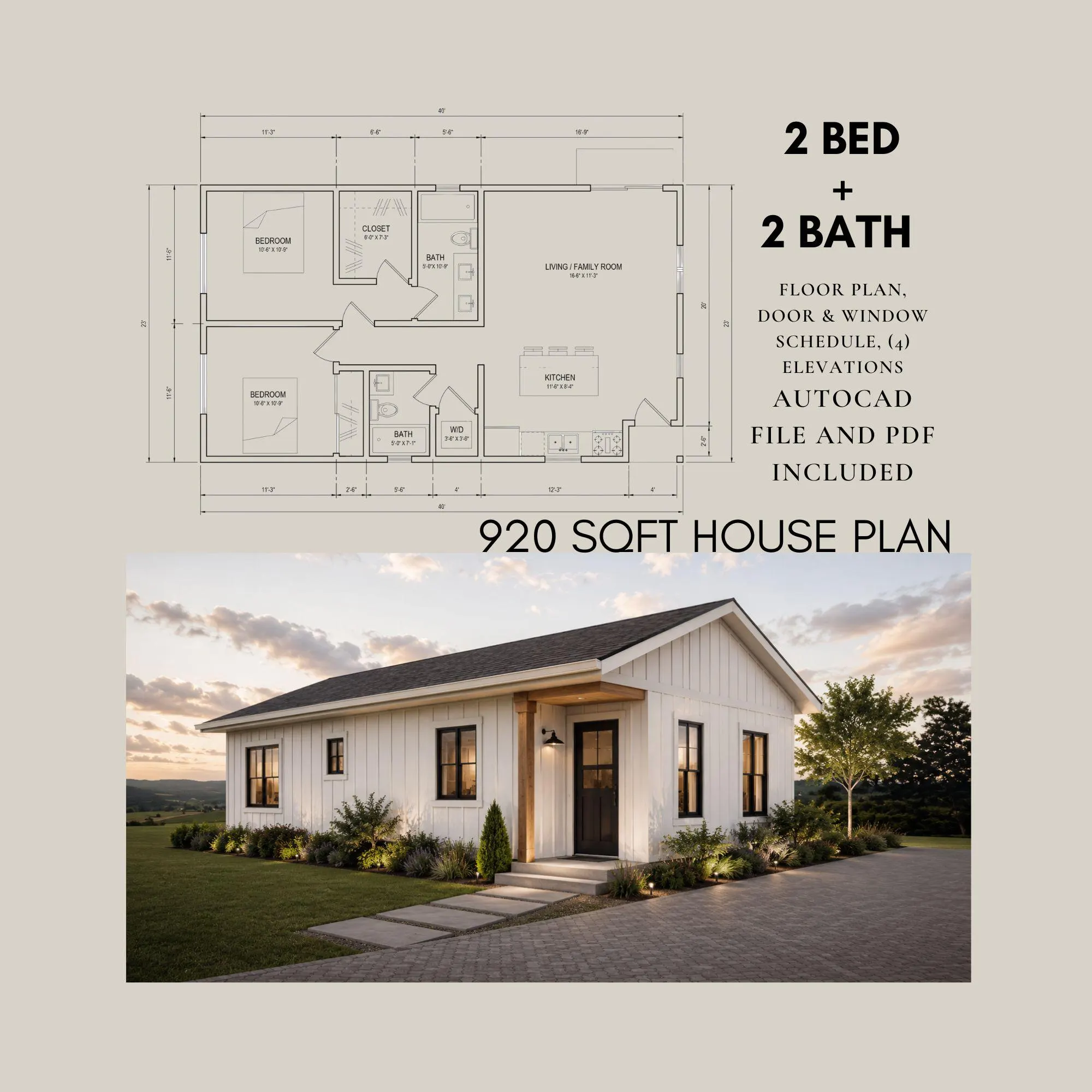 24x36 1 Bedroom House Plans