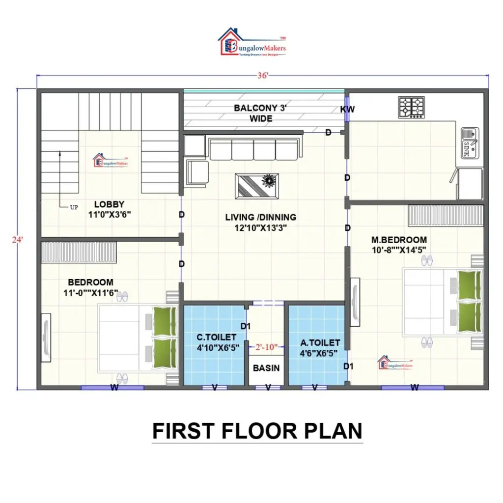 24x36 House Floor Plan