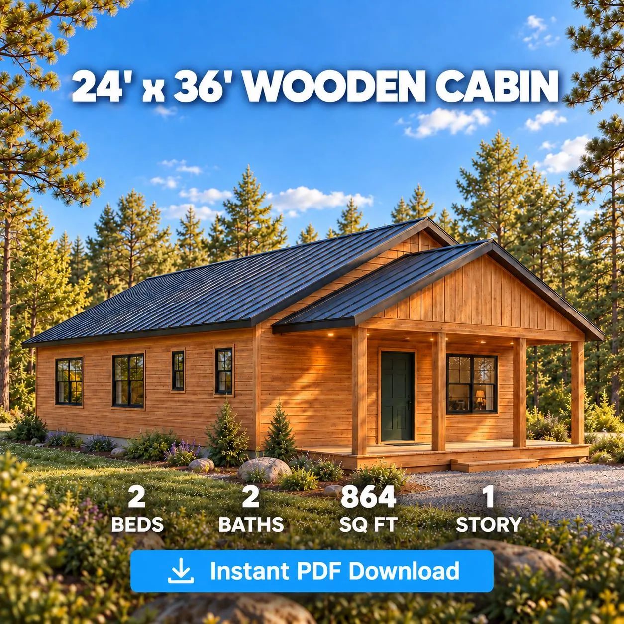 24x36 House Plan 3 Bedroom