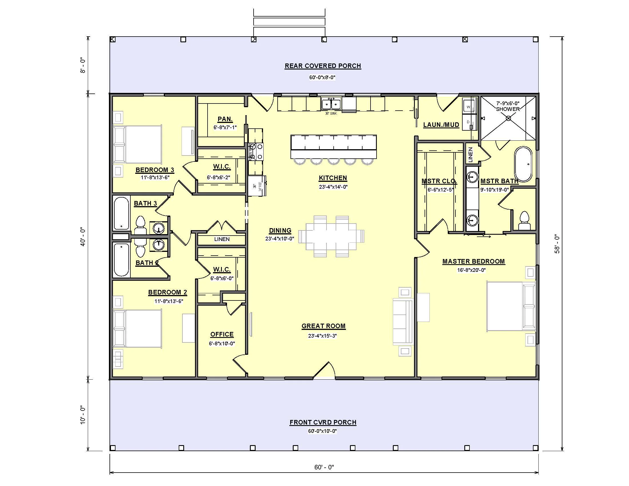 3 Bedroom 3 Bath Floor Plans