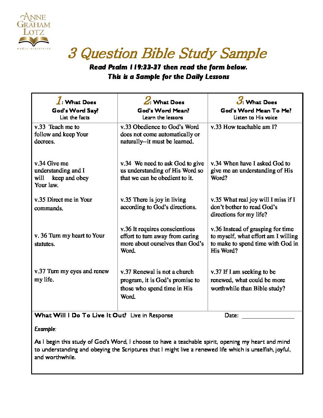 3 Question Bible Study Worksheet Sample 3 Question Bible Study Worksheet Sample