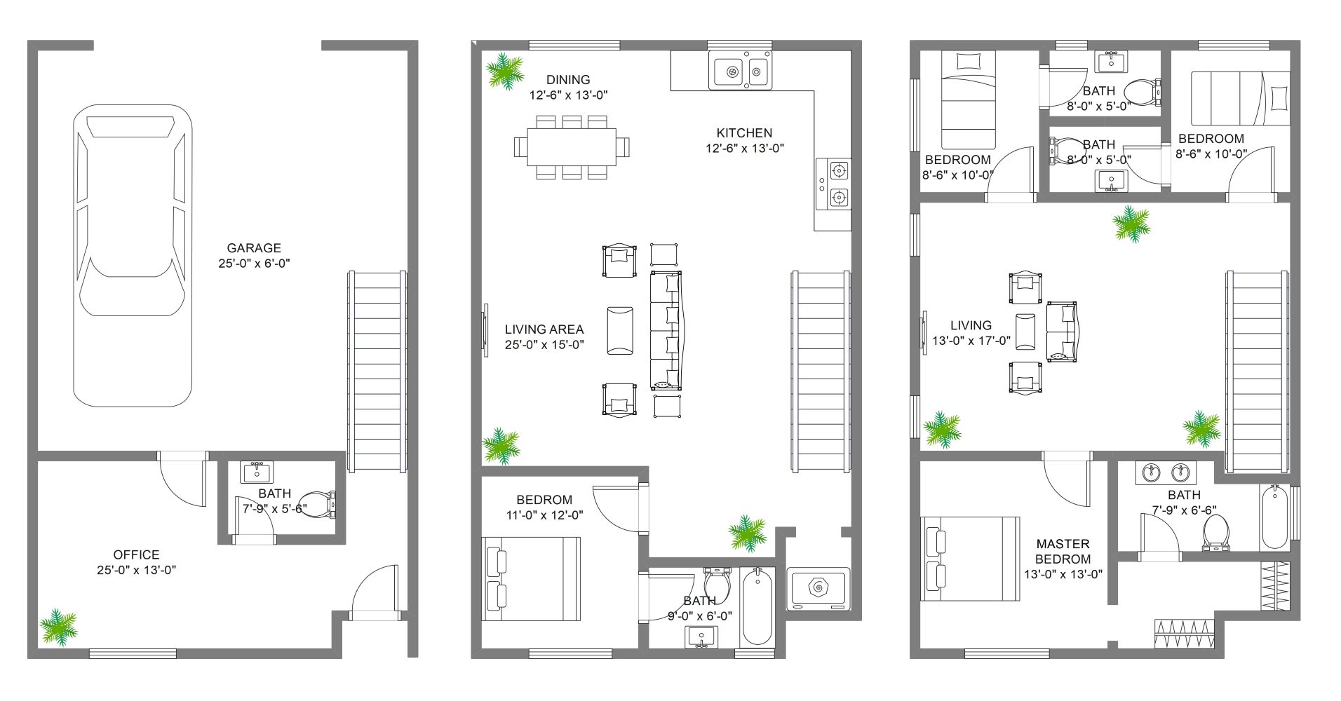 3 Story Floor Plan