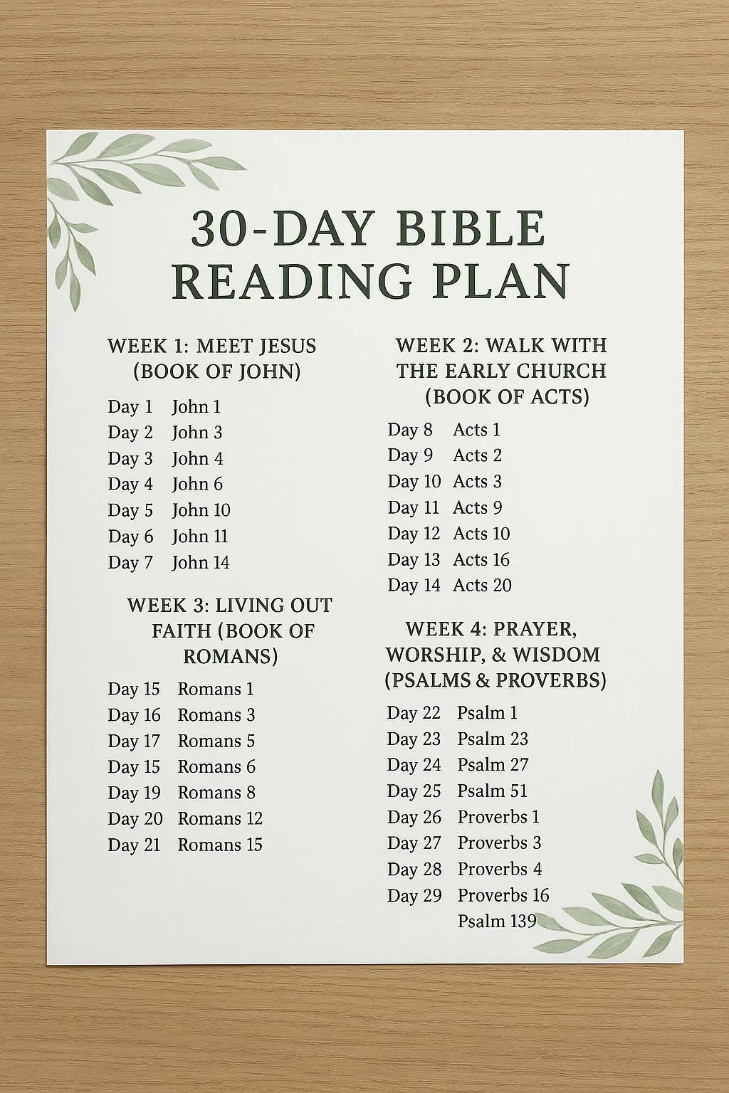 30 Day Bible Reading Plan Christian