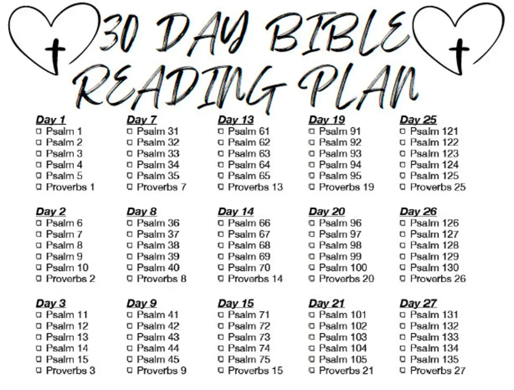 30 Day Bible Reading Plan Psalms And