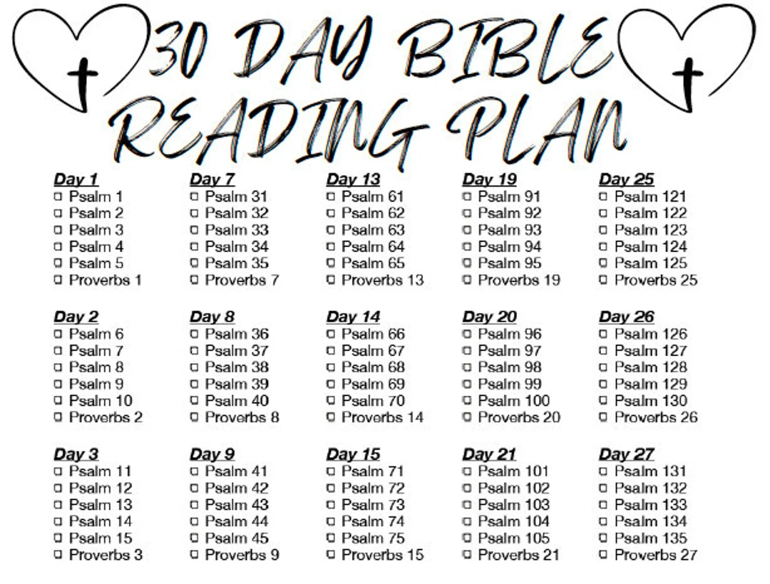 30 Day Bible Reading Plan Psalms And