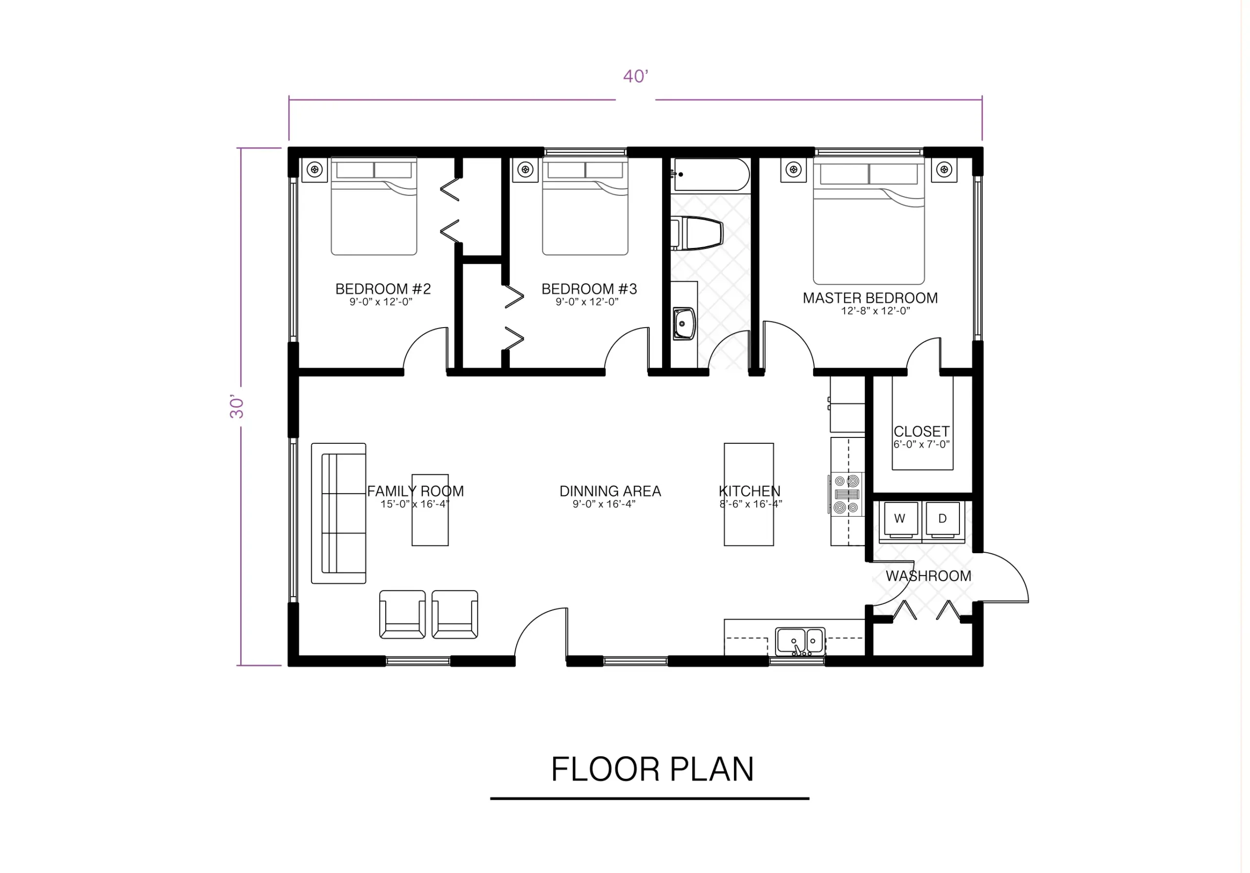 30x40 3 Bedroom Floor Plan 30x40 3 Bedroom Floor Plan