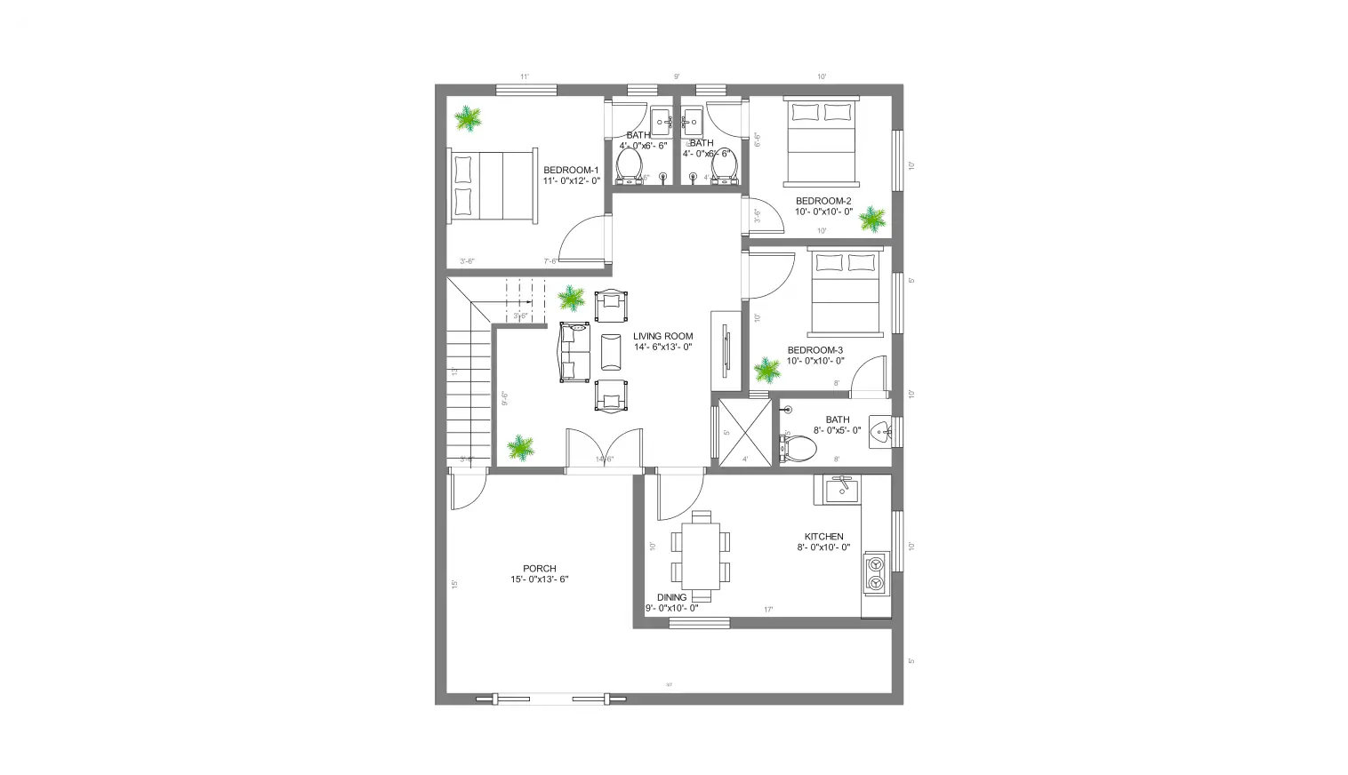 30x40 Ft Floor Plan