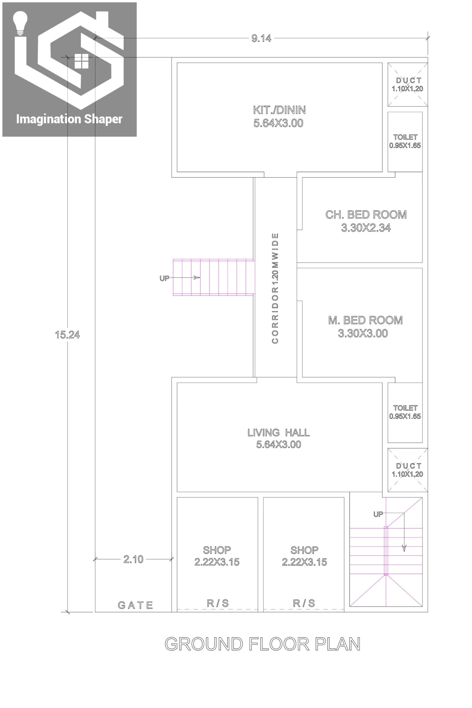 30x50 House Plan Ground Floor 1923
