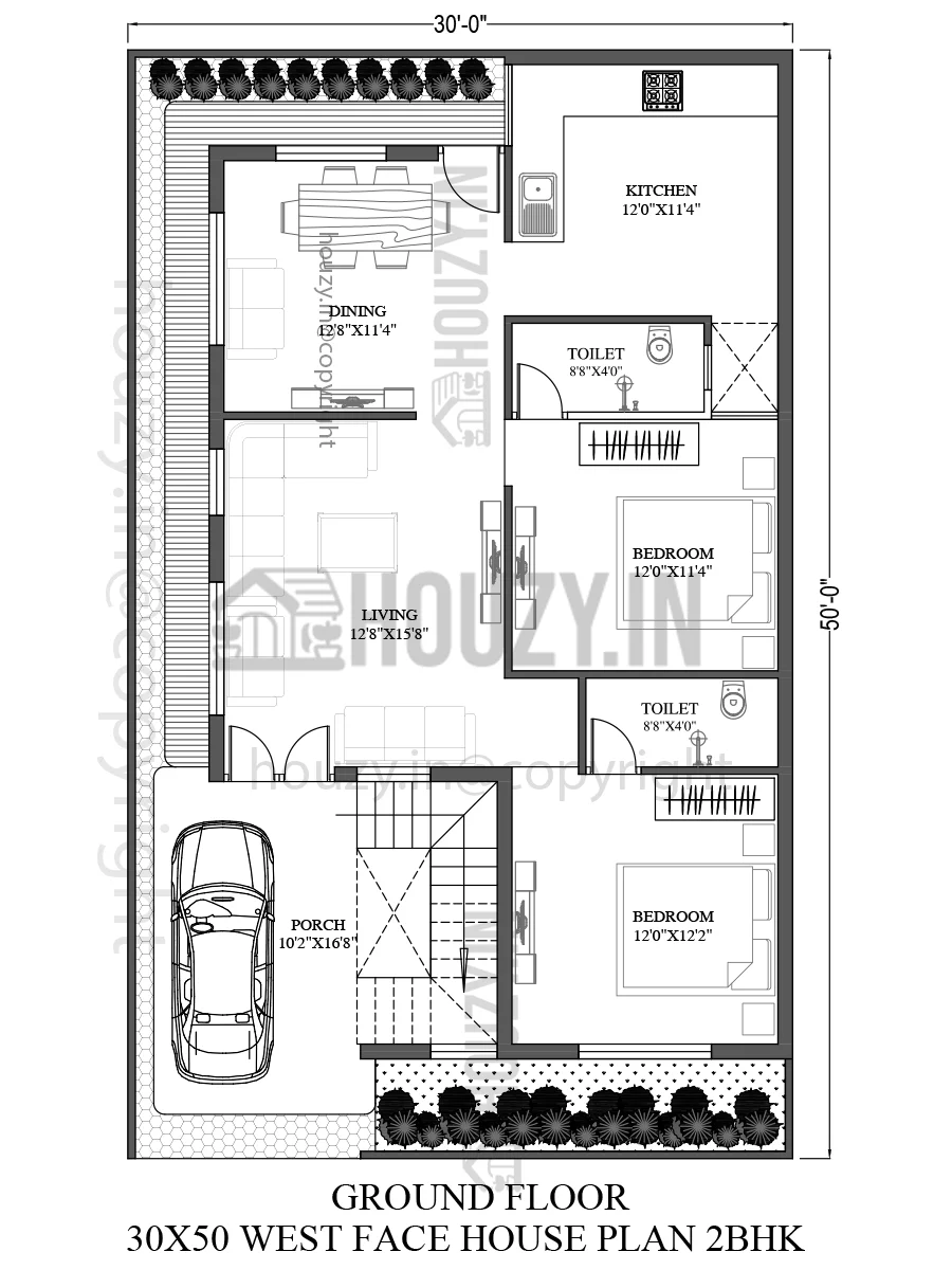 30x50 House Plans West Facing