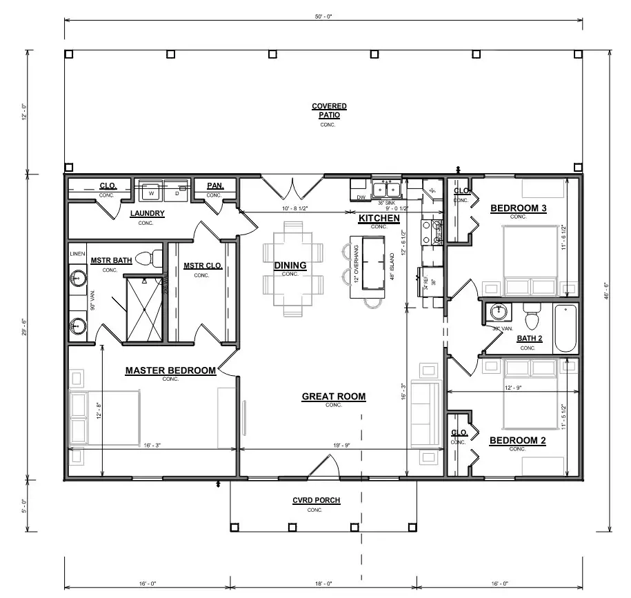 30x50 Simple House Plan