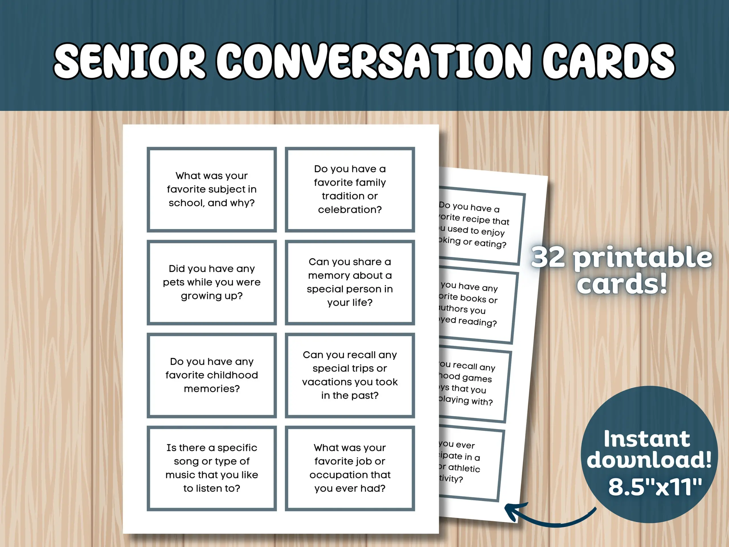 32 Conversation Cards For Senior