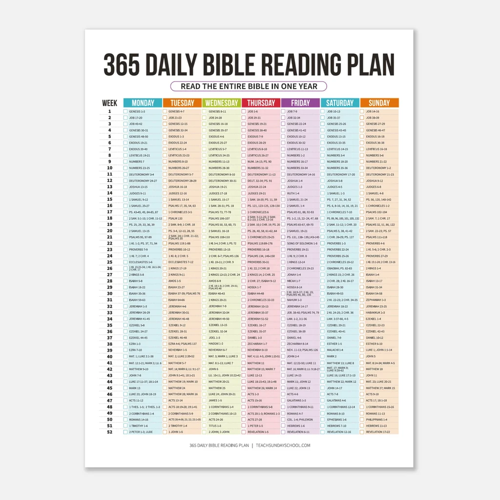 365 Day Bible Reading Plan Poster